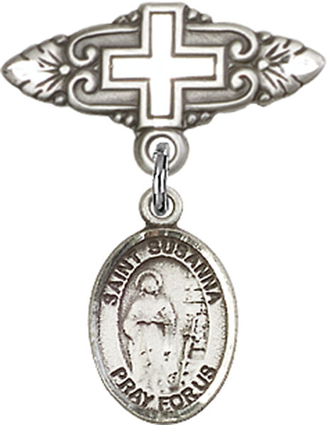 St. Susanna Charm and Badge Pin with Cross