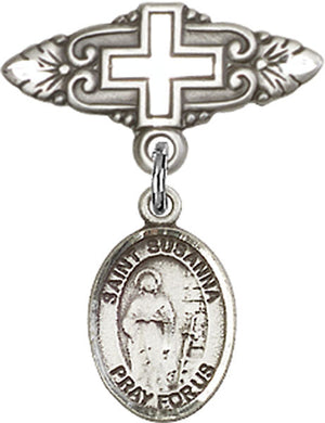 St. Susanna Charm and Badge Pin with Cross