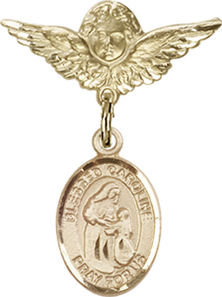 Blessed Caroline Gerhardinger Charm and Angel with Smaller Wings Badge Pin