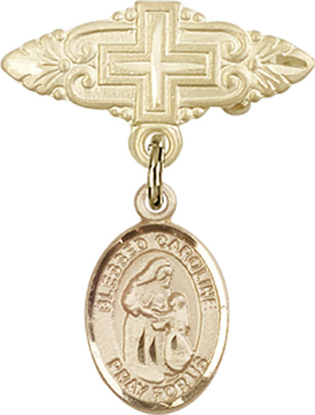 Blessed Caroline Gerhardinger Charm and Badge Pin with Cross