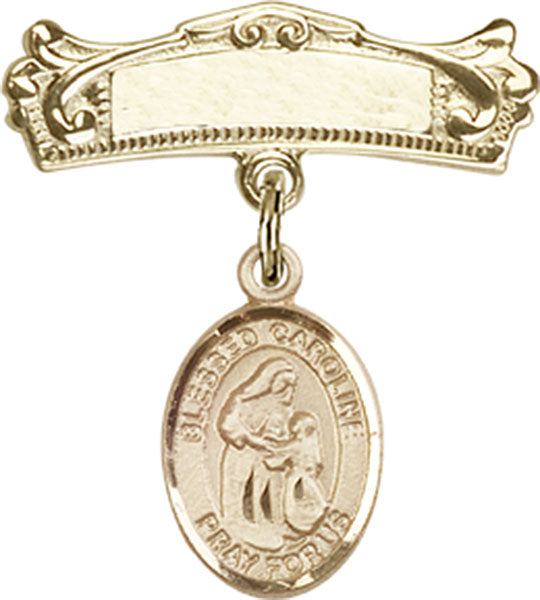 Blessed Caroline Gerhardinger Charm and Arched Polished Engravable Badge Pin