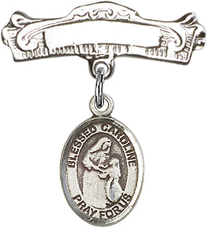Blessed Caroline Gerhardinger Charm and Arched Polished Engravable Badge Pin