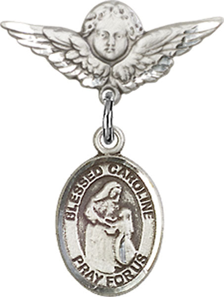 Blessed Caroline Gerhardinger Charm and Angel with Smaller Wings Badge Pin