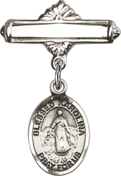 Blessed Karolina Kozkowna Charm and Polished Engravable Badge Pin
