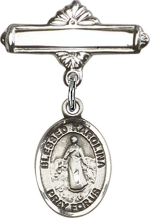 Blessed Karolina Kozkowna Charm and Polished Engravable Badge Pin