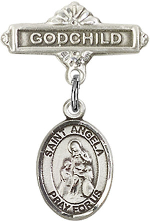 St. Angela Merici Charm and Godchild Badge Pin