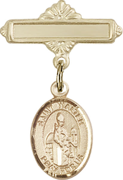 St. Walter of Pontnoise Charm and Polished Engravable Badge Pin