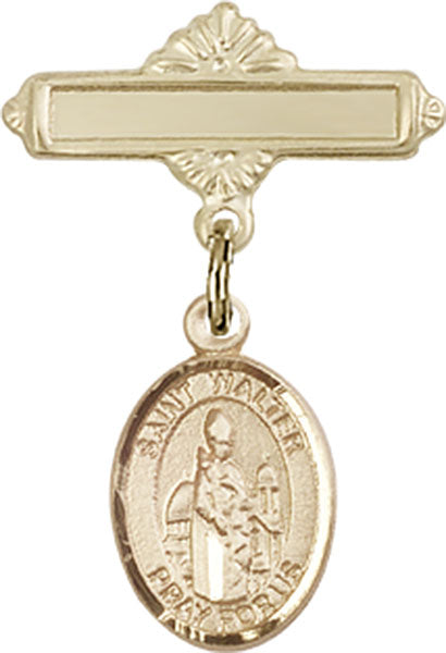St. Walter of Pontnoise Charm and Polished Engravable Badge Pin