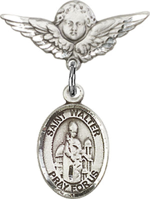 St. Walter of Pontnoise Charm and Angel with Smaller Wings Badge Pin