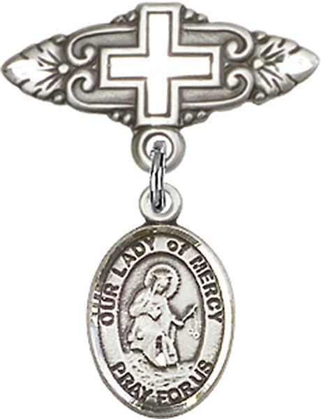 Our Lady of Mercy Charm and Badge Pin with Cross