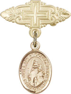Our Lady of Consolation Charm and Badge Pin with Cross