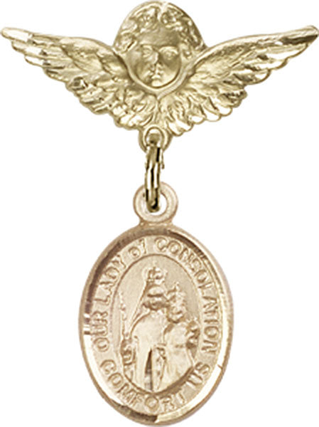 Our Lady of Consolation Charm and Angel with Smaller Wings Badge Pin
