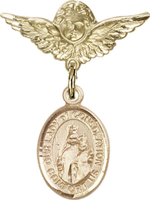 Our Lady of Consolation Charm and Angel with Smaller Wings Badge Pin