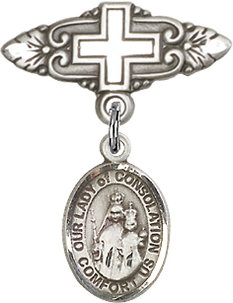 Our Lady of Consolation Charm and Badge Pin with Cross