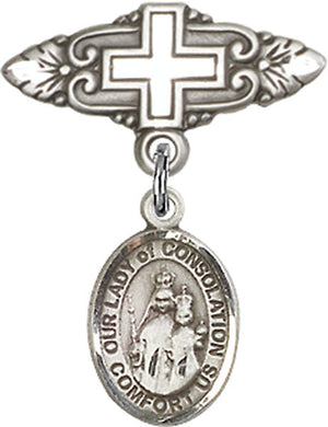 Our Lady of Consolation Charm and Badge Pin with Cross