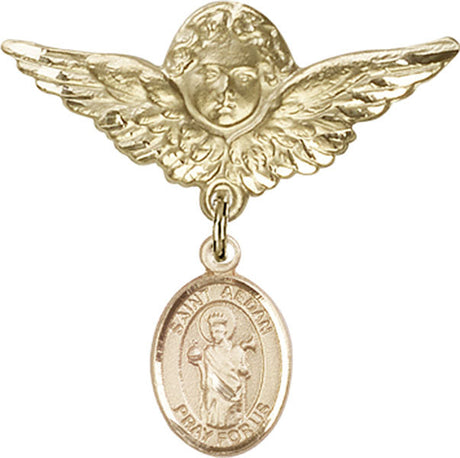 St. Aedan of Ferns Charm and Angel with Larger Wings Badge Pin