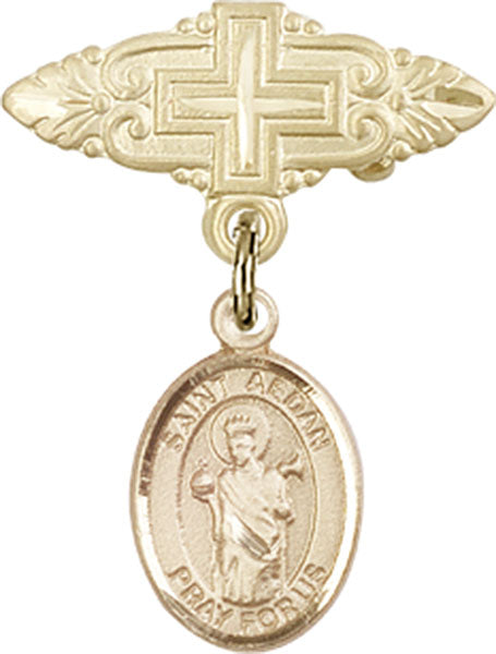 St. Aedan of Ferns Charm and Badge Pin with Cross