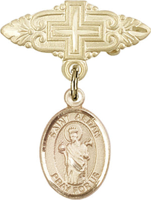 St. Aedan of Ferns Charm and Badge Pin with Cross