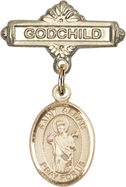 St. Aedan of Ferns Charm and Godchild Badge Pin