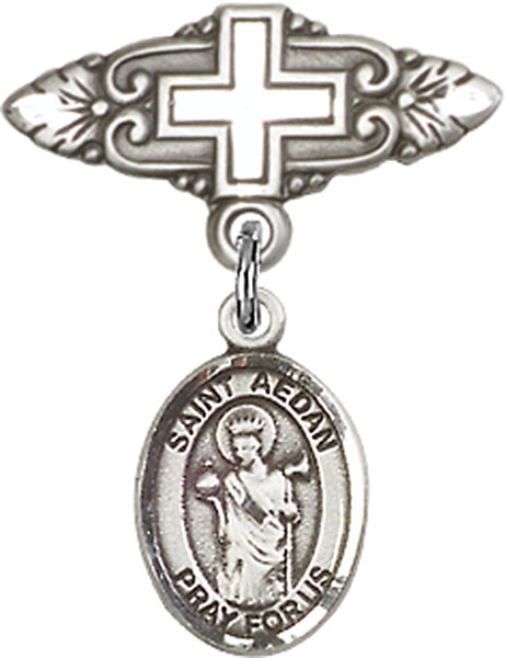 St. Aedan of Ferns Charm and Badge Pin with Cross