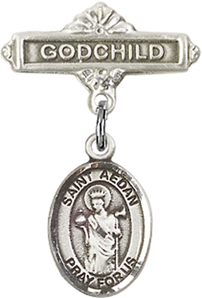 St. Aedan of Ferns Charm and Godchild Badge Pin