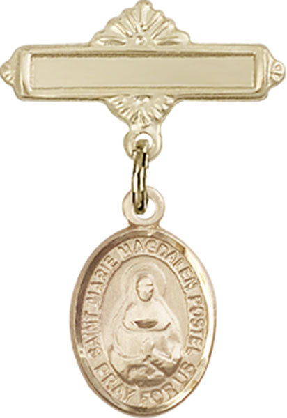 Marie Magdalen Postel Charm and Polished Engravable Badge Pin