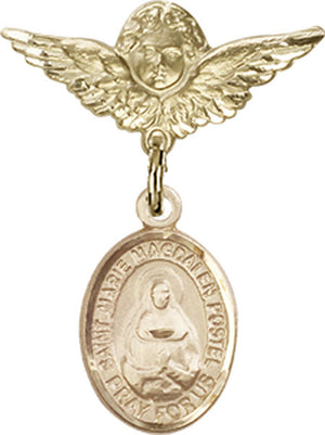 Marie Magdalen Postel Charm and Angel with Smaller Wings Badge Pin