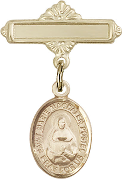 Marie Magdalen Postel Charm and Polished Engravable Badge Pin