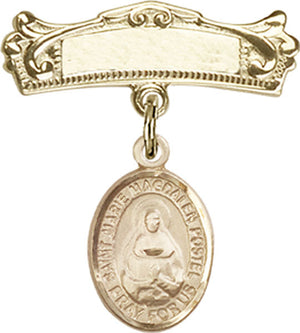 Marie Magdalen Postel Charm and Arched Polished Engravable Badge Pin