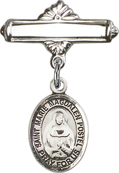 Marie Magdalen Postel Charm and Polished Engravable Badge Pin