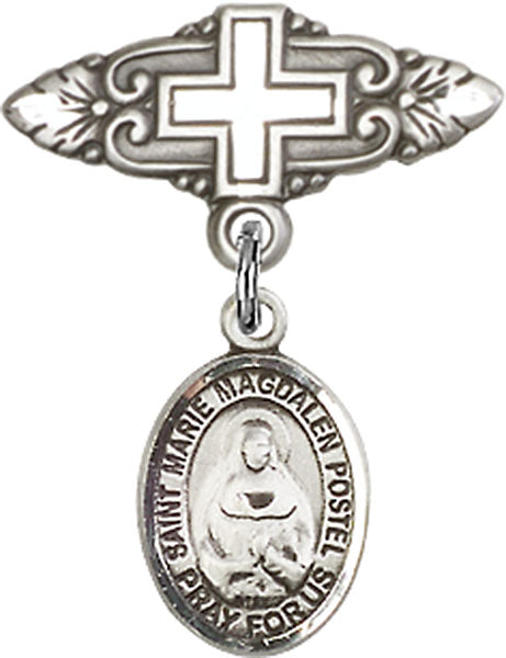 Marie Magdalen Postel Charm and Badge Pin with Cross