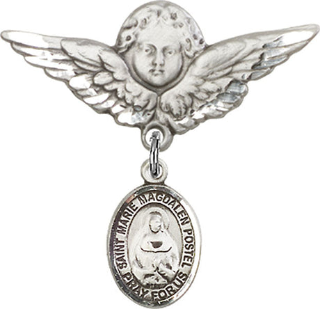 Marie Magdalen Postel Charm and Angel with Larger Wings Badge Pin