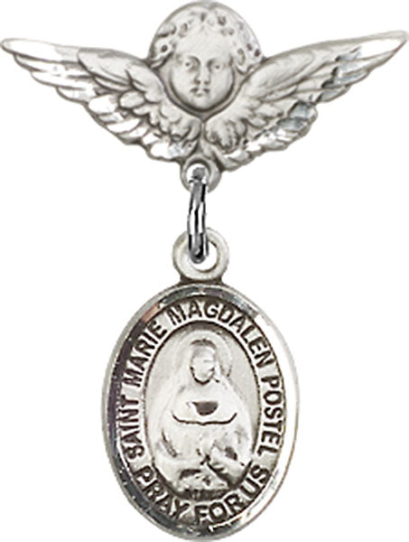 Marie Magdalen Postel Charm and Angel with Smaller Wings Badge Pin