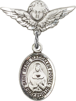 Marie Magdalen Postel Charm and Angel with Smaller Wings Badge Pin