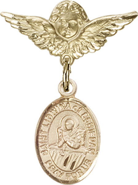 St. Lidwina of Schiedam Charm and Angel with Smaller Wings Badge Pin
