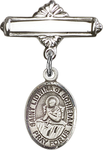 St. Lidwina of Schiedam Charm and Polished Engravable Badge Pin