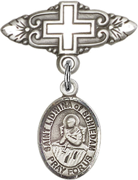 St. Lidwina of Schiedam Charm and Badge Pin with Cross