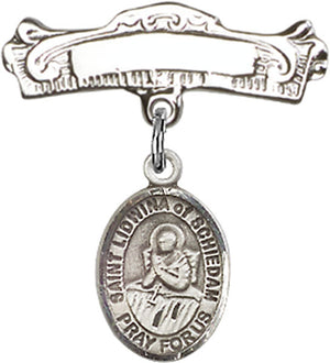St. Lidwina of Schiedam Charm and Arched Polished Engravable Badge Pin