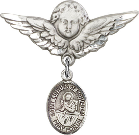 St. Lidwina of Schiedam Charm and Angel with Larger Wings Badge Pin