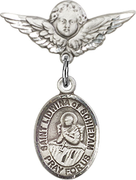 St. Lidwina of Schiedam Charm and Angel with Smaller Wings Badge Pin