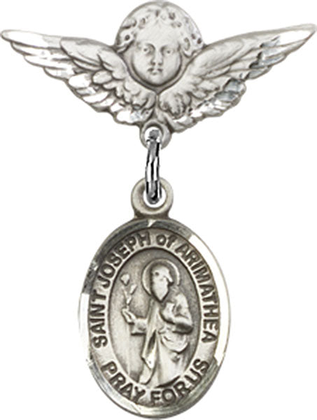 St. Joseph of Arimathea Charm and Angel with Smaller Wings Badge Pin