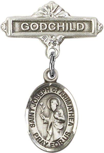 St. Joseph of Arimathea Charm and Godchild Badge Pin