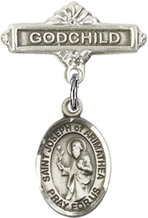 St. Joseph of Arimathea Charm and Godchild Badge Pin