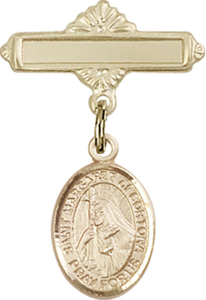 St. Margaret of Cortona Charm and Polished Engravable Badge Pin