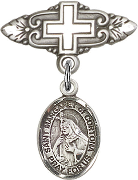 St. Margaret of Cortona Charm and Badge Pin with Cross