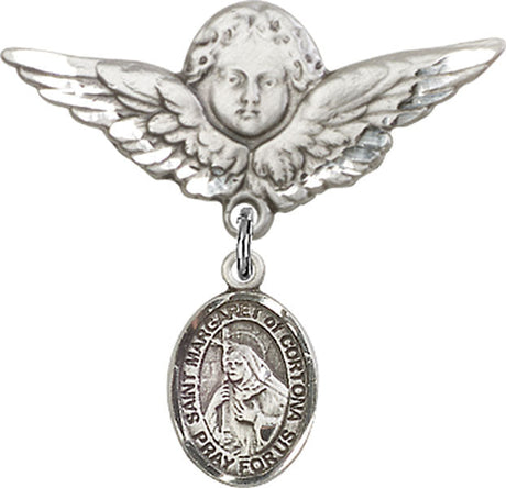 St. Margaret of Cortona Charm and Angel with Larger Wings Badge Pin