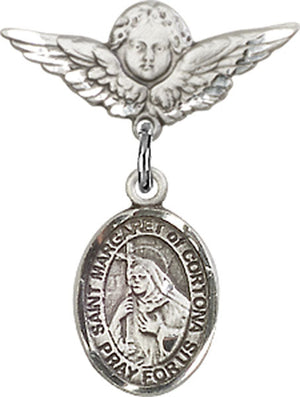 St. Margaret of Cortona Charm and Angel with Smaller Wings Badge Pin