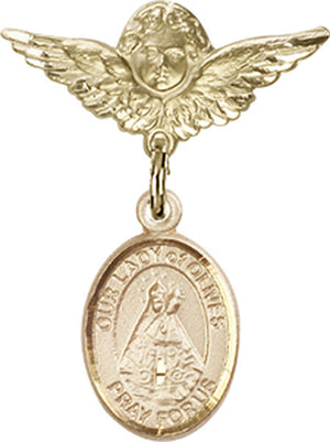Our Lady of Olives Charm and Angel with Smaller Wings Badge Pin