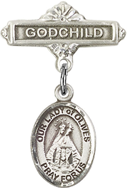 Our Lady of Olives Charm and Godchild Badge Pin
