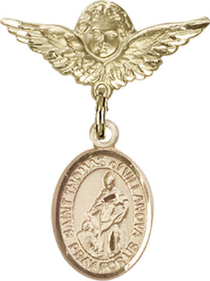 St. Thomas of Villanova Charm and Angel with Smaller Wings Badge Pin